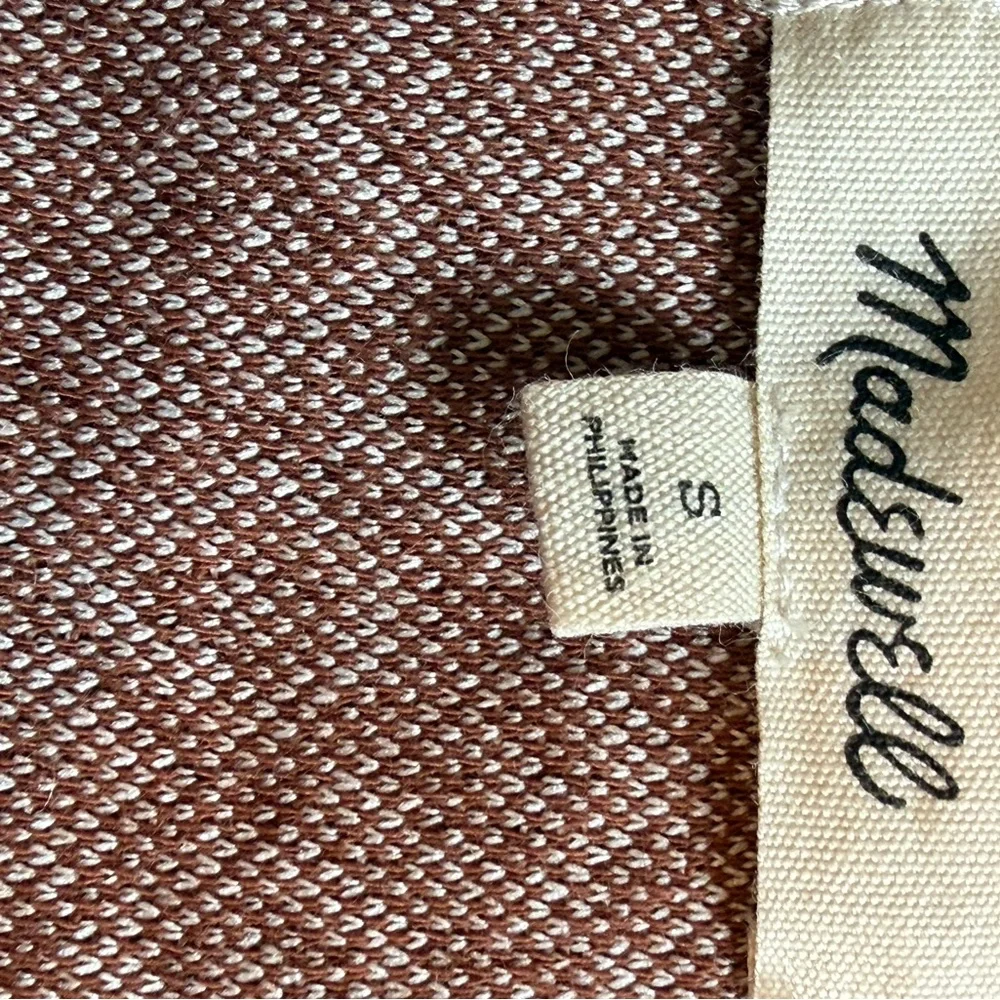 Madewell Brown Geo Print Balloon Sleeve Blouse Size Small Cotton Blend